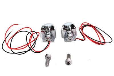 2 inch Chrome Skull Marker Lamp with Red LED