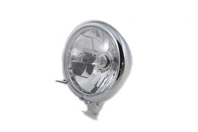 Chrome 5-3/4 inch Round Faceted Headlamp Assembly