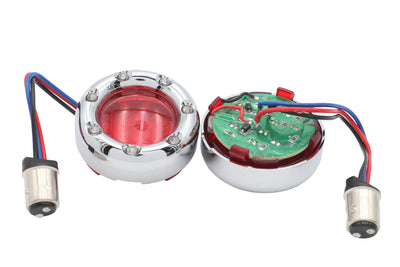 Chrome LED Turn Signal Bezel with Red Lens