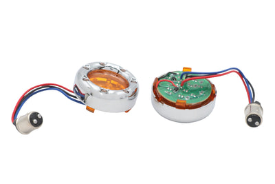 Chrome LED Turn Signal Bezel with Amber Lens