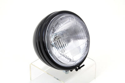 5-3/4 inch Round Stock Type Black Headlamp