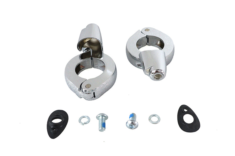 Chrome Front Turn Signal Relocation Kit 39mm Forks