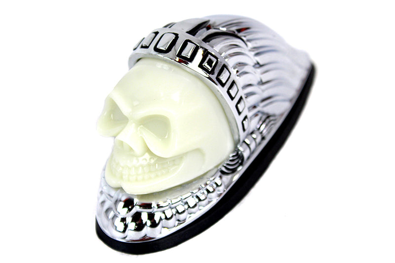 Skull Head Front Fender Lamp Chrome