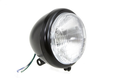 Black 5-3/4 inch Round Headlamp Assembly Teardrop Style