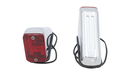 Chrome Wedge Marker Lamp Set with Red Lens