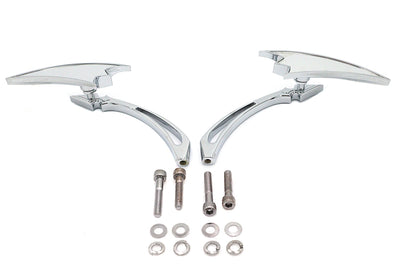 Chrome Crescent Mirror Set with Billet Spear Stems