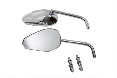 Chrome Teardrop Mirror Set with Round Stems