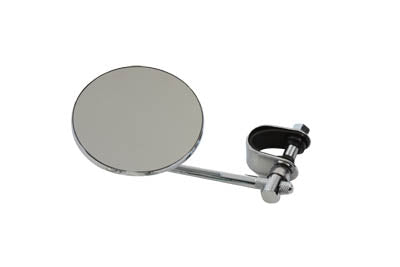 4 inch Round Mirror with Clamp On Stem Chrome