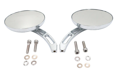 Oval Mirror Set with Billet 3 Slot Stem Chrome
