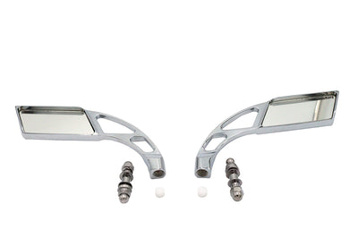 Parallelogram Mirror Set with Billet Slotted Stem Chrome