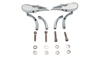 Fireball Mirror Set with Billet Curved Stems Chrome