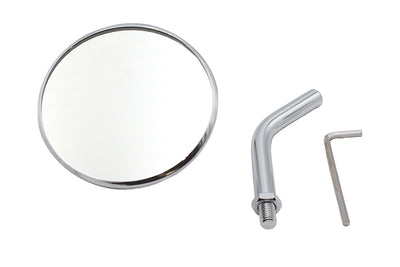 3 inch Round Mini Mirror Top Triple Tree Mount Chrome