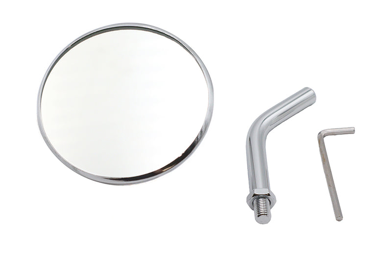 3 inch Round Mini Mirror Top Triple Tree Mount Chrome
