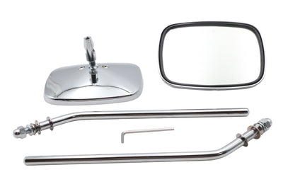 Chrome Rectangle Mirror Set with Round Stems