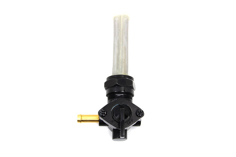 Black Petcock with Nut and 90° Left Outlet