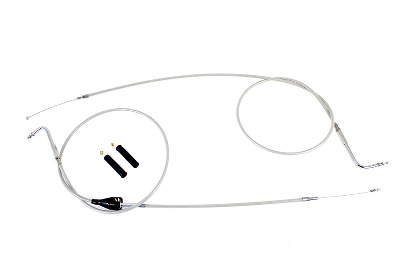 Stainless Steel Throttle and Idle Cable Set Clear Coat +8 in