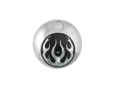 Chrome with Chrome Flames FLT Fuel Tank Console Door