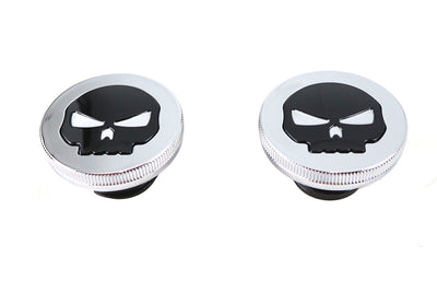 Chrome Skull Style Vented and Non-Vented Gas Cap Set