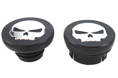 Black Skull Style Vented and Non-Vented Gas Cap Set