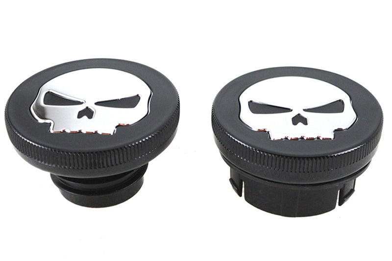 Black Skull Style Vented and Non-Vented Gas Cap Set