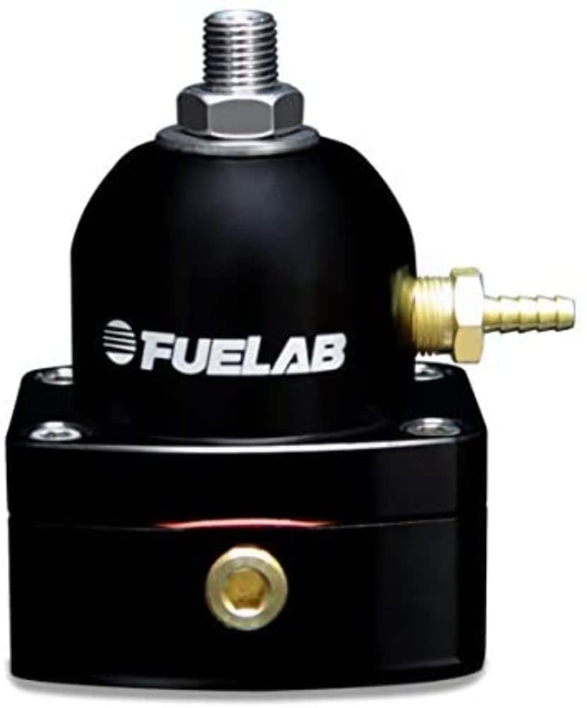 Fuelab - 525 EFI Adjustable FPR In-Line Large Seat 25-90 PSI (1) -6AN In (1) -6AN Return - Black (52503-1-L-E)