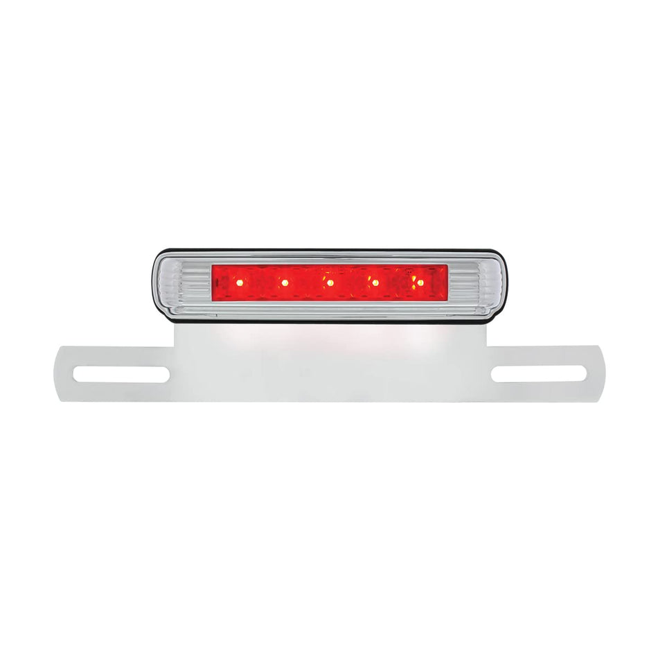 United Pacific Chrome License Plate Light & Bracket With Red LED 3rd Brake Light - Red LED/Red Lens, S2007LED