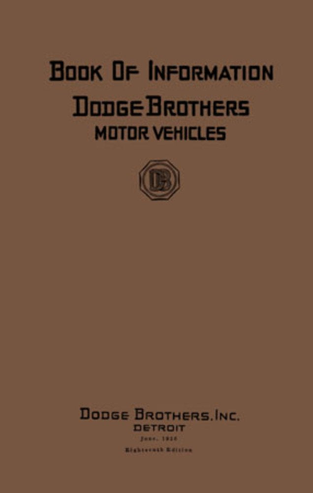 bishko automotive literature 1909-1926 1925 1924 1923 Dodge Book of Information Manual Owners Manual Book