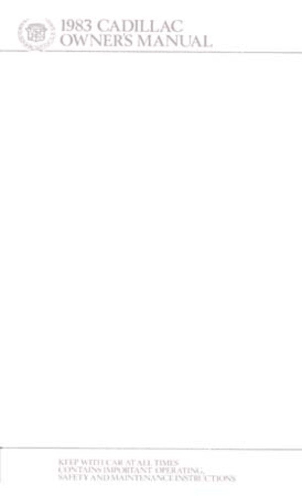 bishko automotive literature 1983 Cadillac Deville Fleetwood Owners Manual User Guide Operator Book Fuses