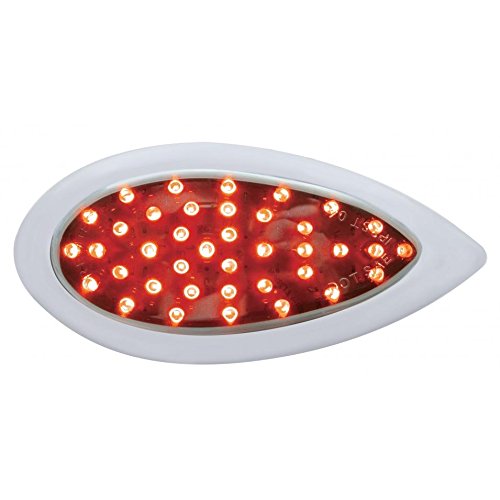 United Pacific 39900 39 LEDTeardrop Auxiliary Light w/Bezel - Red LED/Chrome Lens