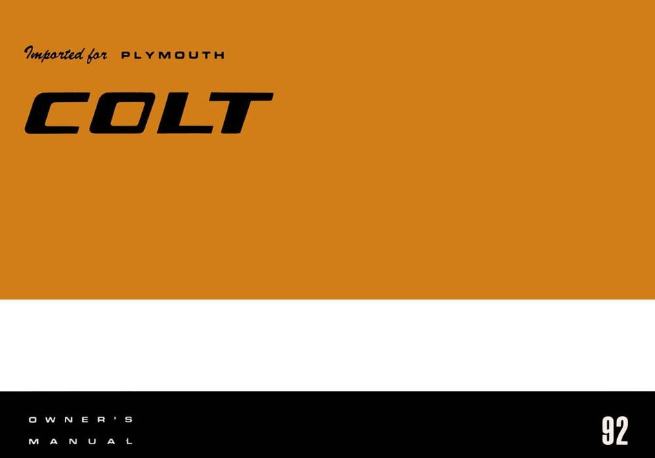 bishko automotive literature 1992 Plymouth Colt Owners Manual User Guide Reference Operator Book Fuses Fluids