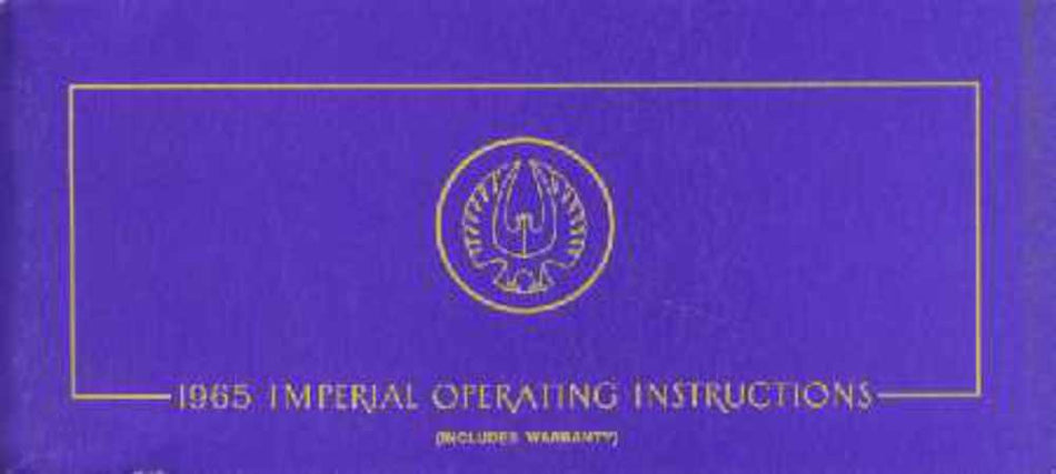 bishko automotive literature 1965 Chrysler Imperial Owners Manual User Guide Operator Book Fuses Fluids OEM