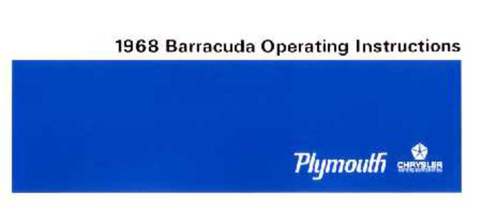 bishko automotive literature 1968 Plymouth Barracuda Owners Manual User Guide Reference Operator Book Fuses