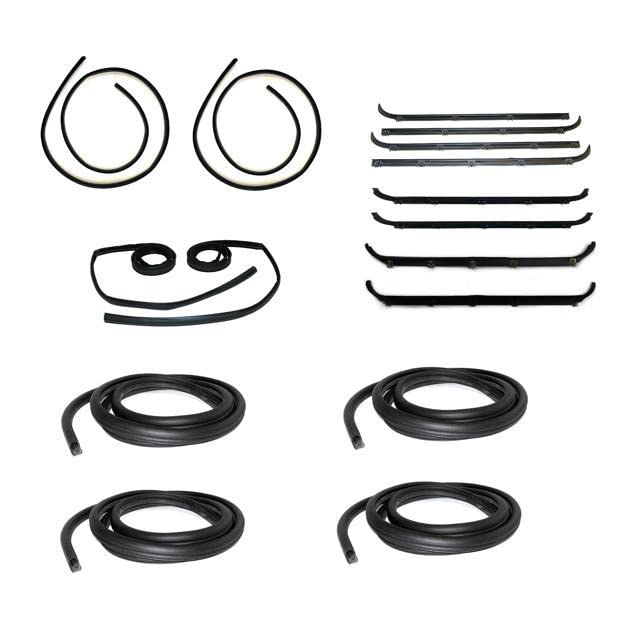 Fairchild Fit 1987-1996 Ford F-250 & F-350 Crew cab Front and Rear Belt Weatherstrip, door seal, and Window Channel Front Driver or Passenger Side doors 16pc Kit KF1039-16