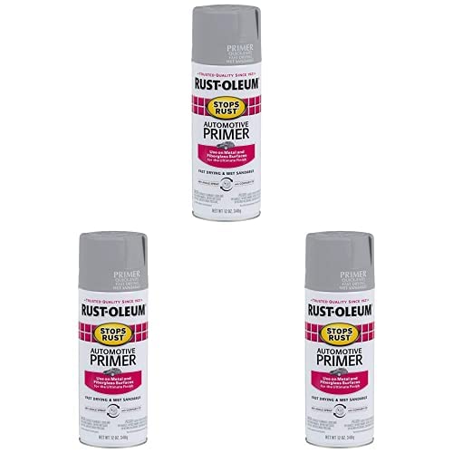 Rust-Oleum 2081830 Stops Rust Automotive Primer, 12 Fl Oz, Light Gray, 128 (Pack of 3)