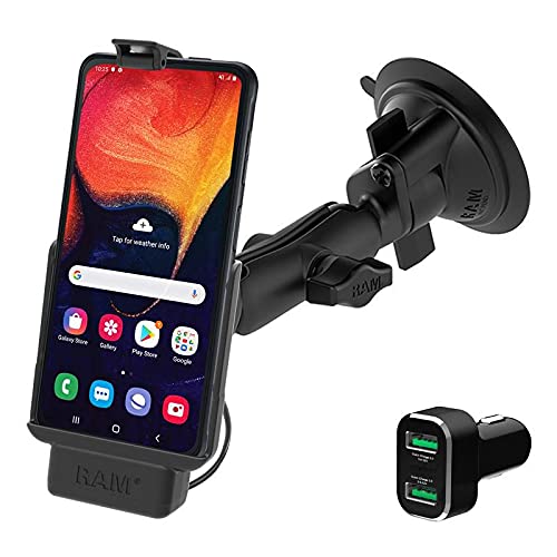 RAM������ Powered Suction Cup Mount for Samsung XCover Pro with Charger
