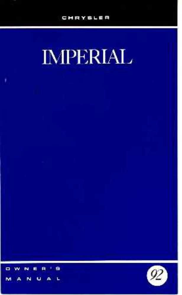 bishko automotive literature 1992 Chrysler Imperial Owners Manual User Guide Reference Operator Book Fuses