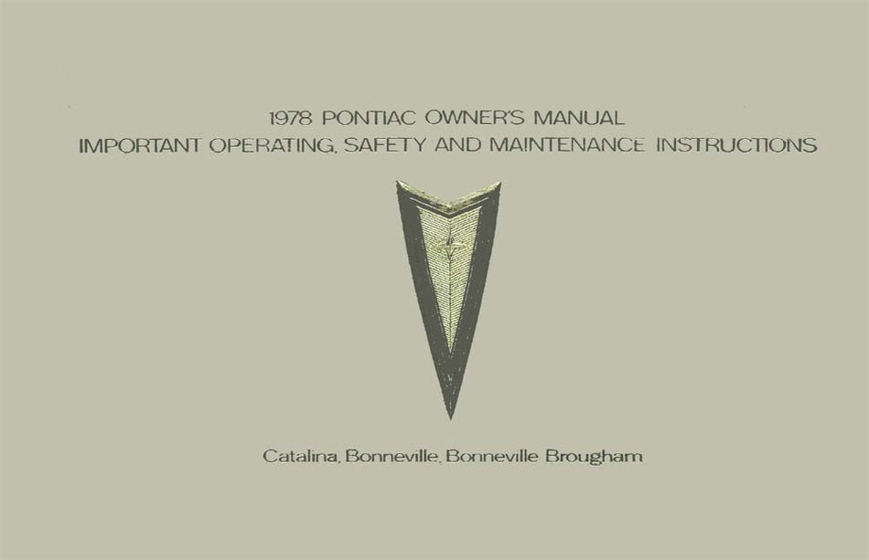 bishko automotive literature 1978 Pontiac Bonneville Brougham Catalina Owners Manual User Guide Operator Book