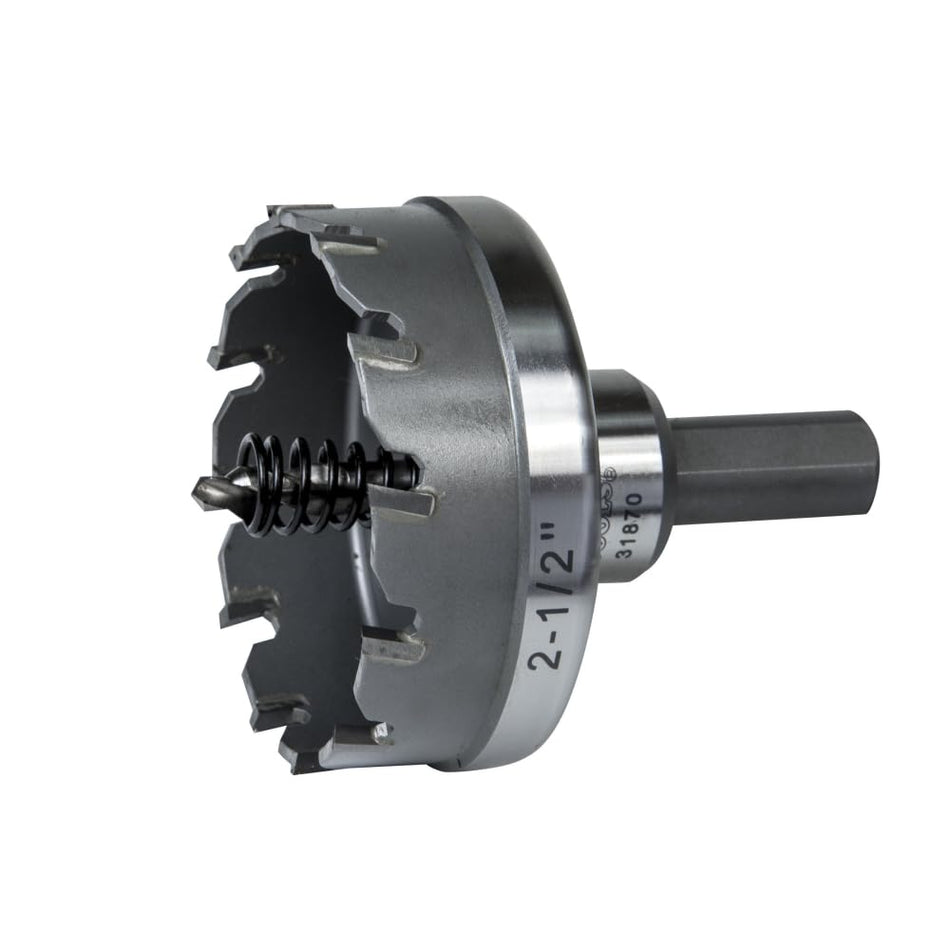 Klein Tools 31870 Heavy Duty Hole Cutter, 2-1/2-Inch Carbide Hole Cutter Cuts Stainless Steel, Mild Steel, Iron, and Copper