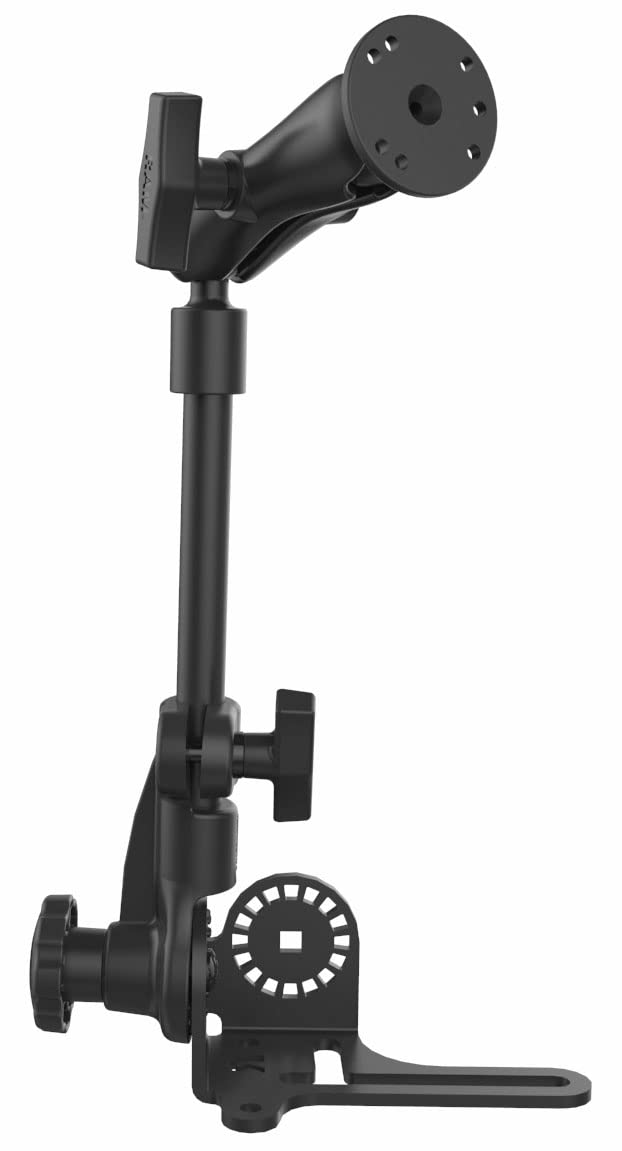 Ram Mount (Reverse Configuration) Universal No-Drill RAM Pod HD Vehicle Mount with Double Socket Arm and 2.5" Round Base (AMPs Hole Pattern)