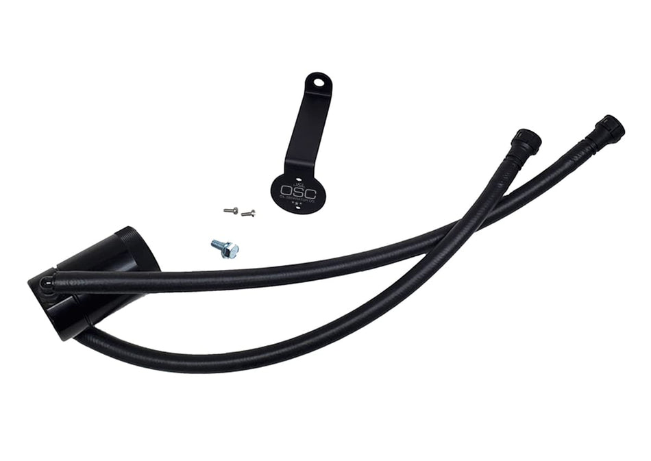 J&L Oil Separator Co. 3.0 Oil Separator Compatible with 2020-2024 Chevy Silverado/GMC Sierra 2500/3500 6.6L Gas Driver Side (Black)