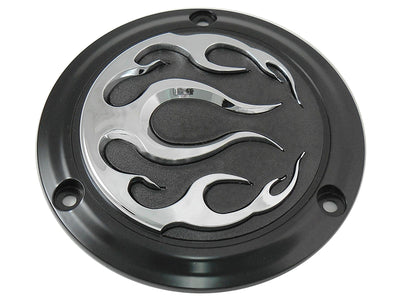 Black 3-Hole Flame Derby Cover