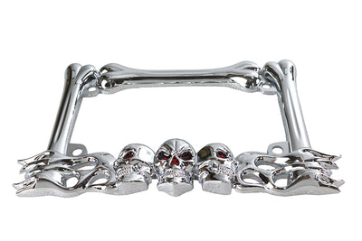 License Plate Frame Skull Style Chrome
