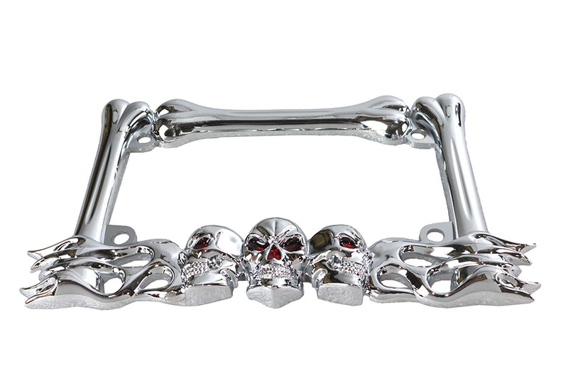 License Plate Frame Skull Style Chrome