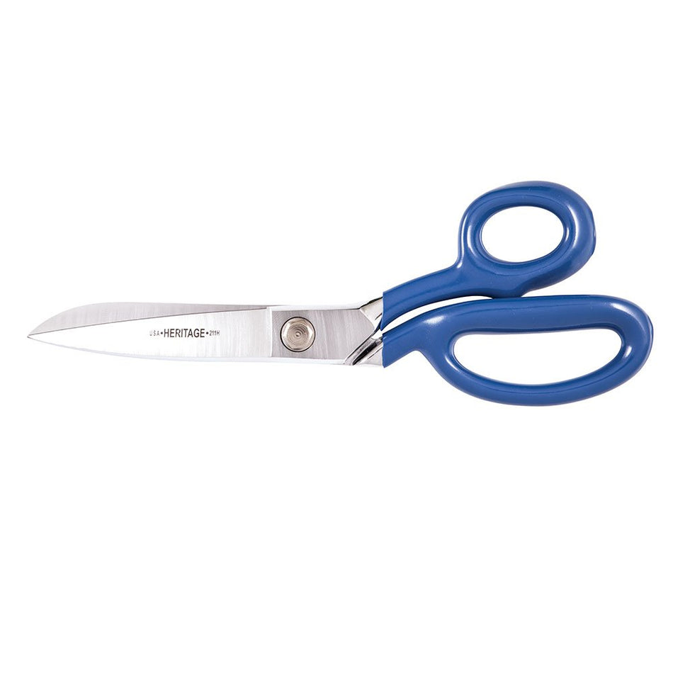 Klein Tools 211H Scissors, Bent Trimmer, Knife Edge, Blue Coated, 11-1/2-Inch, Made in USA