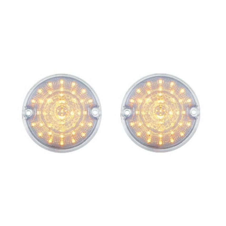United Pacific 1955 1956 1957 Chevy Truck Amber Led Clear Lens Parking Lights, Pair - 55 56 57