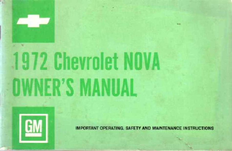 bishko automotive literature 1972 Chevrolet Nova Owners Manual User Guide Reference Operator Book Fuses Fluid