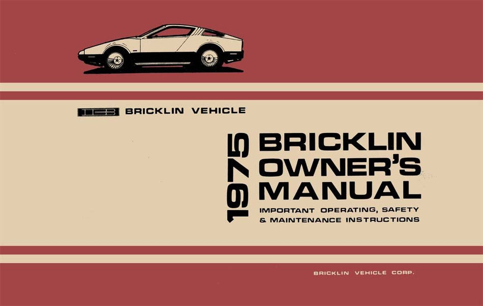 bishko automotive literature 1975 Bricklin Owners Manual User Guide Reference Operator Book Fuses Fluids