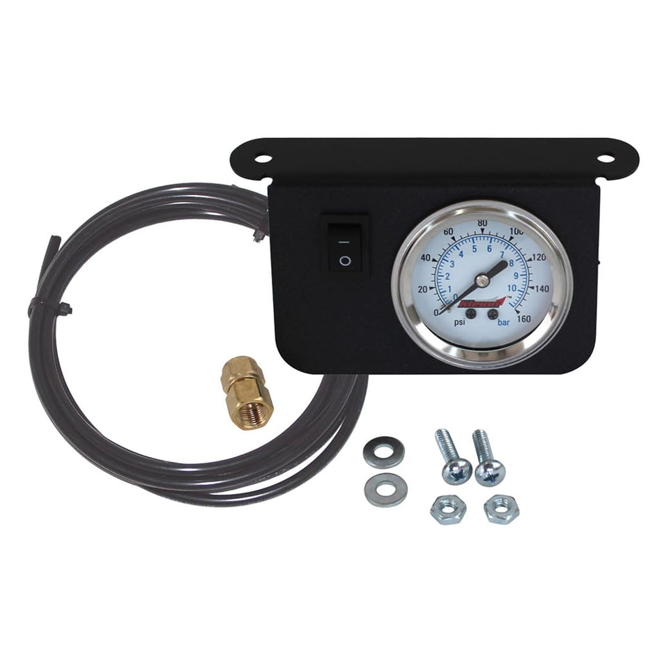 Kleinn Air Horns 1301 Illuminated 160 PSI Single Needle Dash Panel Gauge Kit with ON/Off Switch