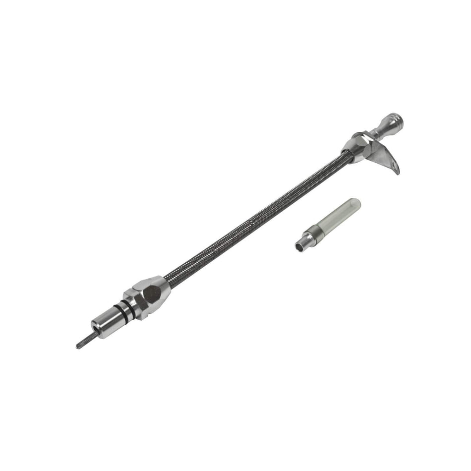 B&M 22165 Braided Aluminum Bell Housing Mount Transmission Dipstick for GM Turbo 350 Transmission