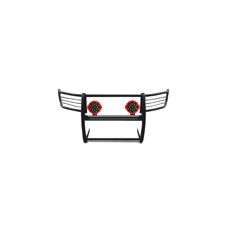Black Horse Grille brush Bumper Guard Modular Black Come With pair of 7.0Dia.LED Lights with Red Trim Rings Compatible with 2019-2024 Ram 1500-17DG111MA-PLR